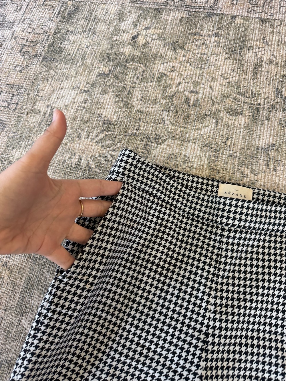 Sezane Clara Trousers Houndstooth High Waist Ankle Pants Black & White Size 6/8 - Picture 3 of 9